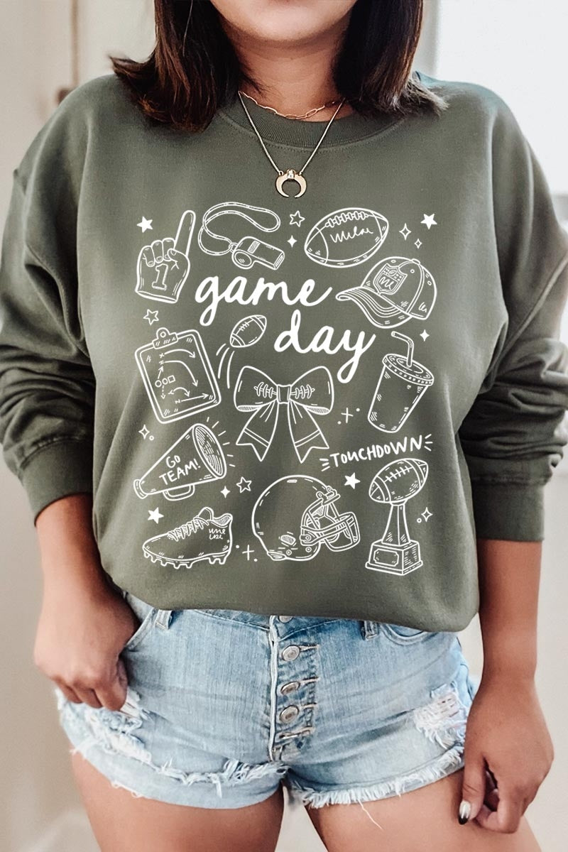 UL180-E3081 Football Doodles Graphic Sweatshirt $20