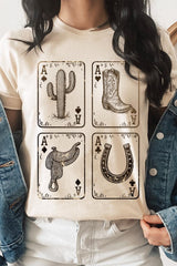 US3001P-E3094 Western Cowgirl Card Graphic Plus Tee $16