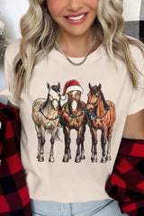 US3001-E3182 Christmas Horses Graphic Tee $12.5