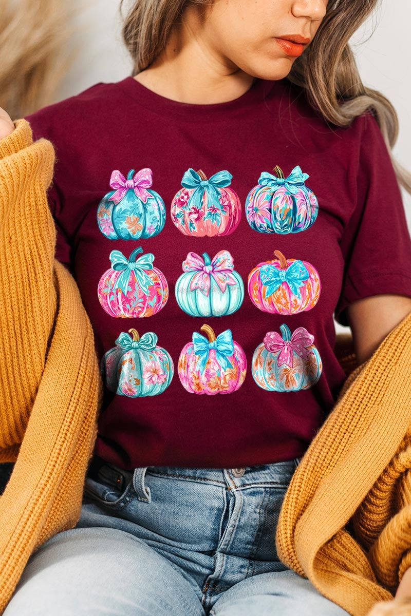 US3001-E3137 Coquette Pumpkin Graphic Tee $12.5