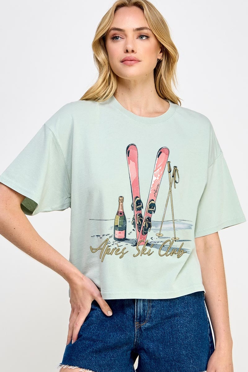 CTS-E3187 Apres Ski Club Graphic Relaxed Crop Top $11