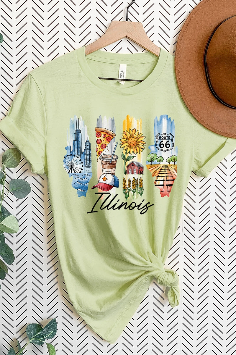 US3001P-E3061IL Illinois State Brushstroke Graphic Plus Tee $16
