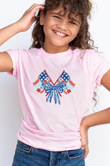 US3001Y-E3482Z Patriotic Bow Flags Kids Graphic Tee $11