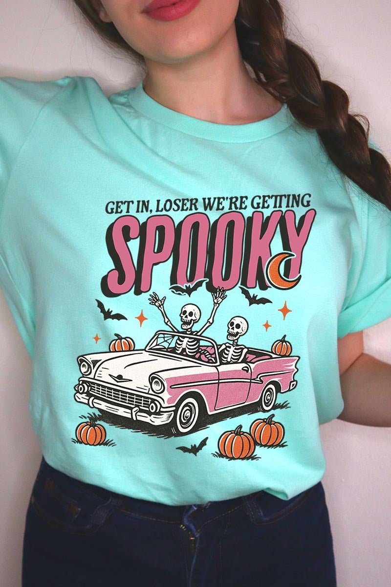 US3001-E3142 Spooky Skeleton Graphic Tee $12.5