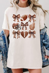 5000-E3054 Cute Football and Bow Graphic Heavy Cotton Tee $9