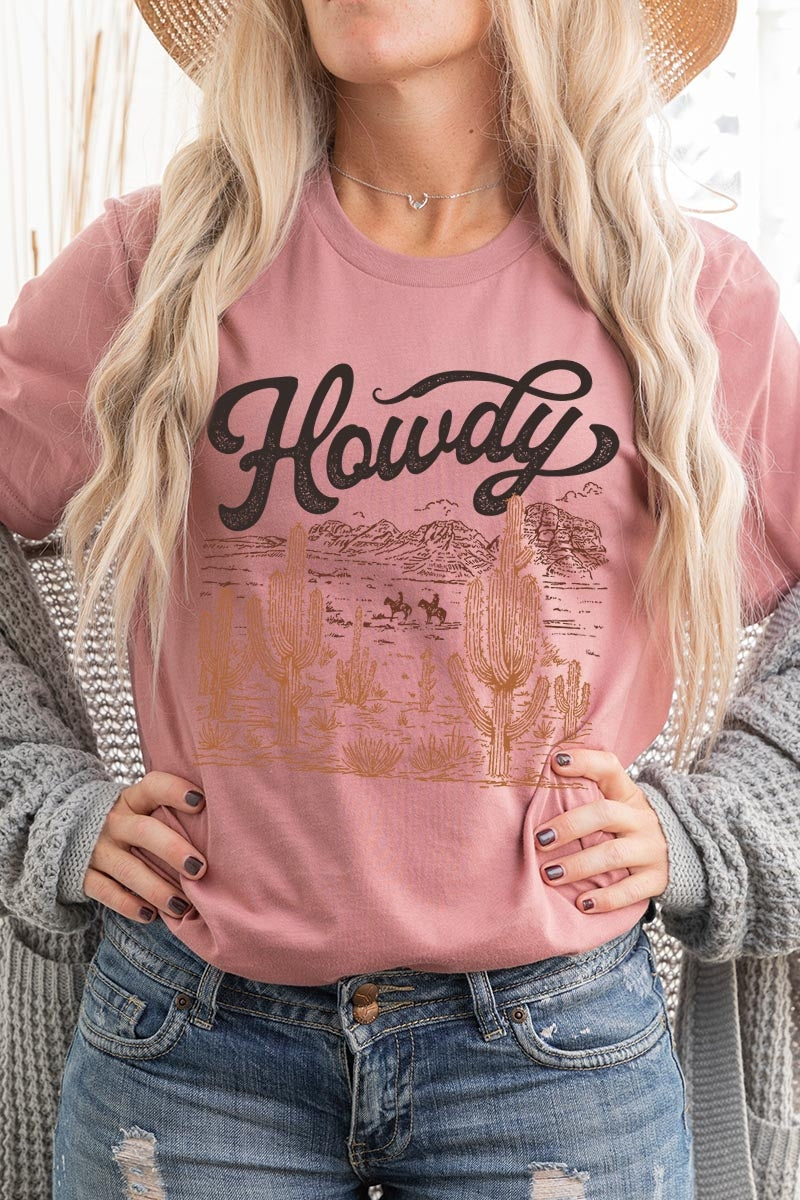 US3001P-E3095 Howdy Desert Western Graphic Plus Tee $16