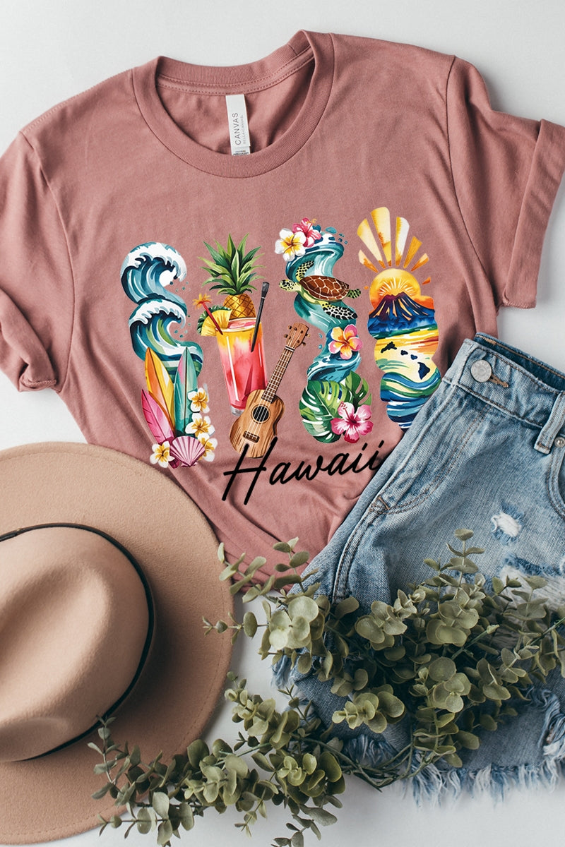 US3001-E3061HI Hawaii State Brushstroke Graphic Tee $12.5