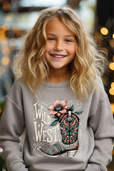 UL180B-E3100Z Wild West Cowgirl Boot Kids Graphic Sweatshirt $20