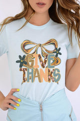 US3001P-E3154 Give Thanks Bow Graphic Plus Tee $16
