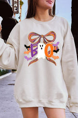 UL180-E3120 Boo Brushstroke Bow Graphic Sweatshirt $20