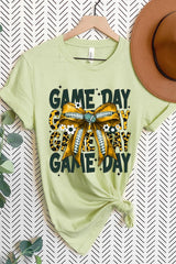US3001P-E3090 Yellow Football Game Day Bow Graphic Plus Tee $16