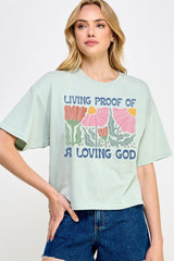 CTS-E3066 Living Proof of a Loving Graphic Relaxed Crop Top $11