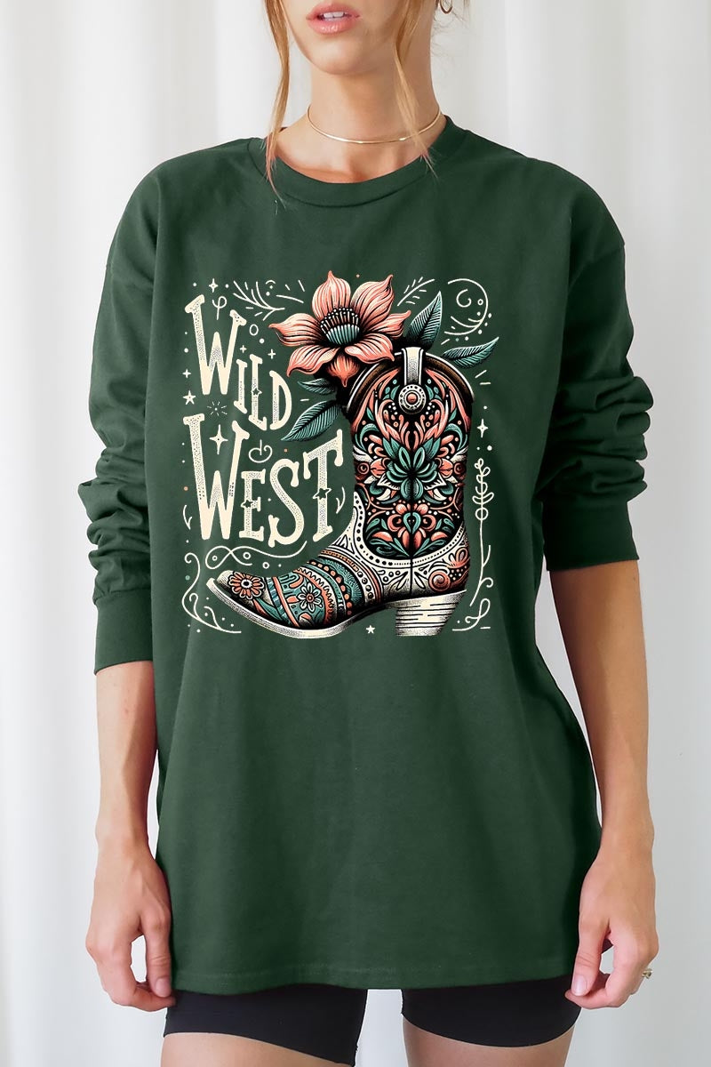 UL240P-E3100 Wild West Cowgirl Boot Plus Long Sleeve Tee $17