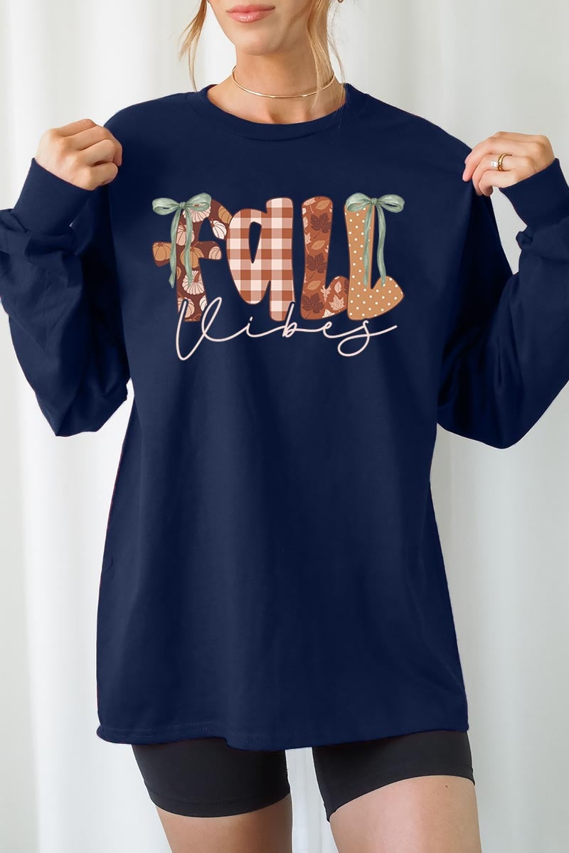 UL240P-E3071 Fall Vibes Rustic Graphic Plus Long Sleeve Tee $17