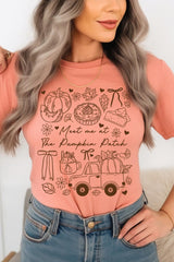 US3001P-E3163 Pumpkin Patch Doodle Graphic Plus Tee $16