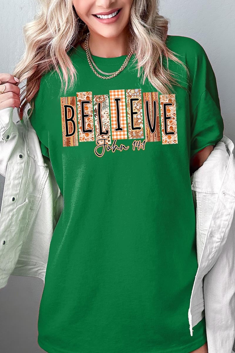 5000-E3167 Believe Fall Christian Graphic Heavy Cotton Tee $9