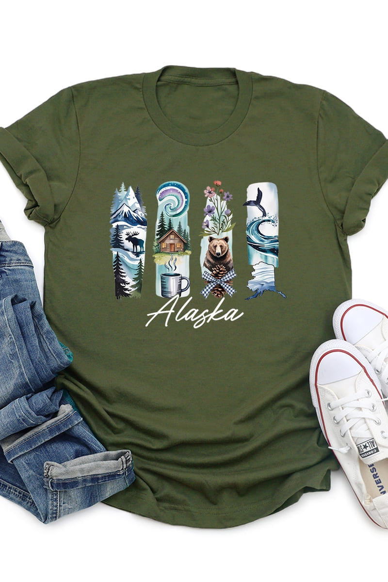 US3001P-E3061AK Alaska State Brushstroke Graphic Plus Tee $16