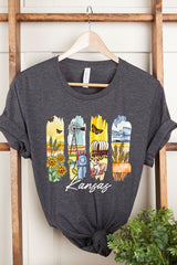US3001-E3061KS Kansas State Brushstroke Graphic Tee $12.5