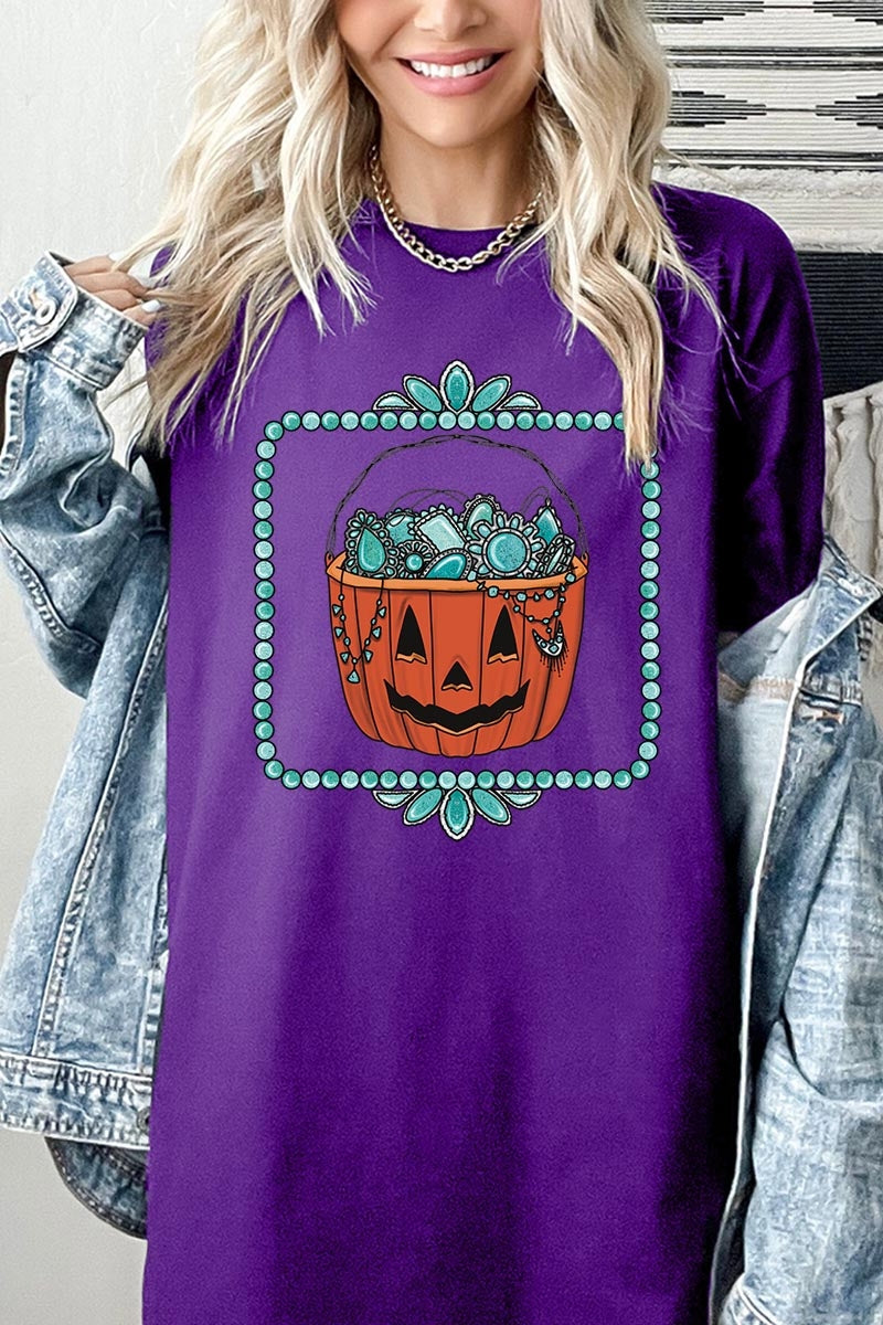 5000-E3140 Halloween turquoise pumpkin Heavy Cotton Tee $9