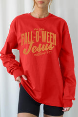 UL240P-E3143 Are You Fall O Ween Jesus Plus Long Sleeve Tee $17