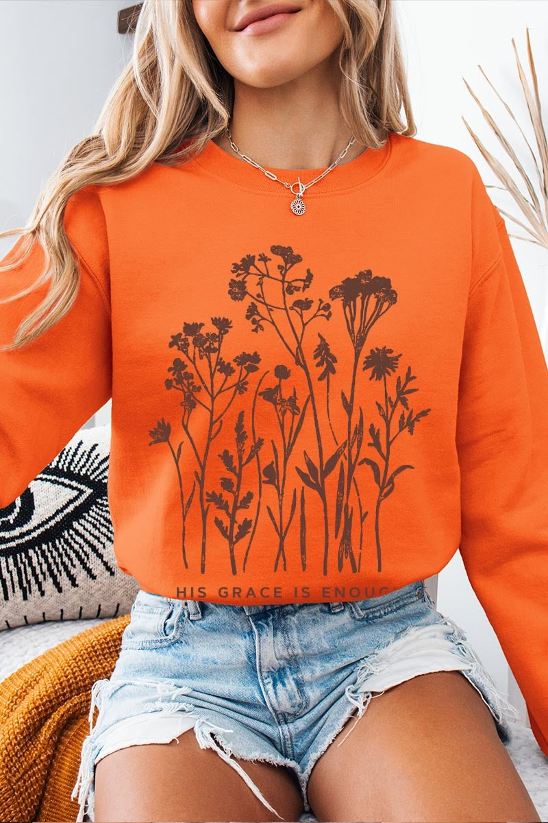 UL180P-E3146 Christian Wildflower Graphic Plus Sweatshirt $25