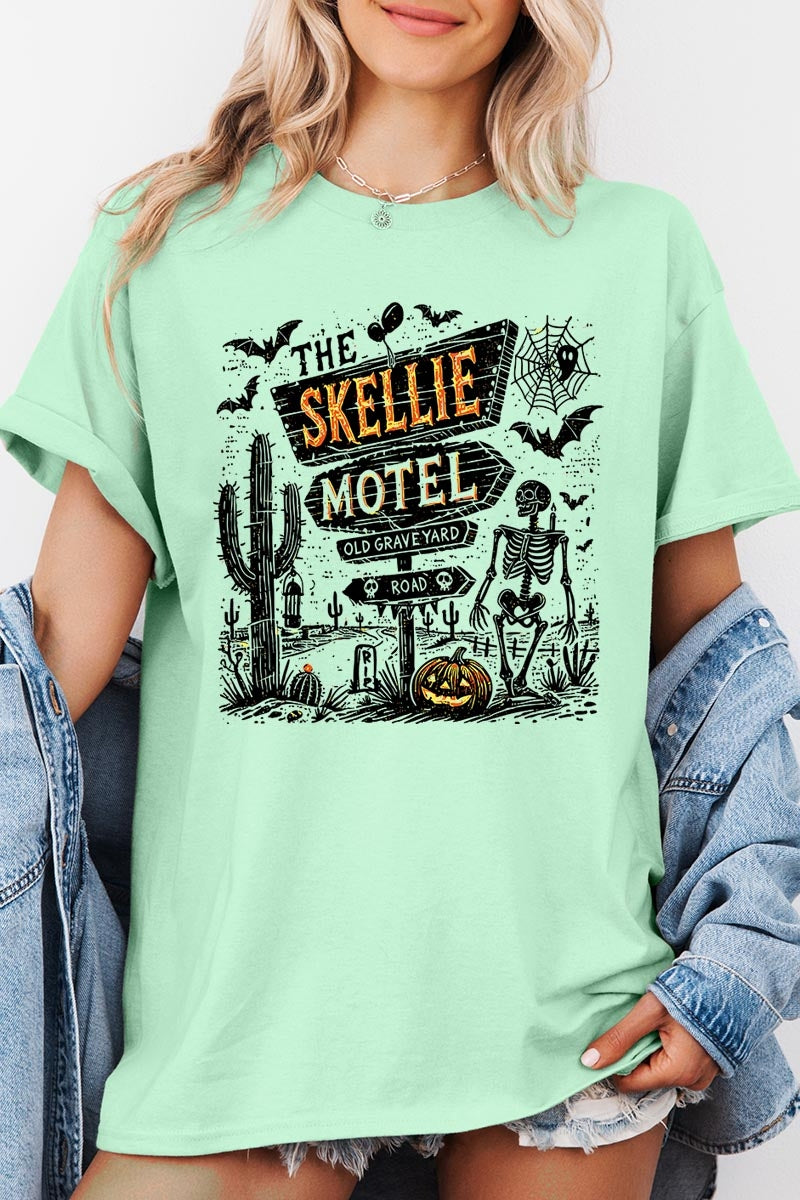 5000-E3108 Skellie Motel Halloween Graphic Heavy Cotton Tee $9