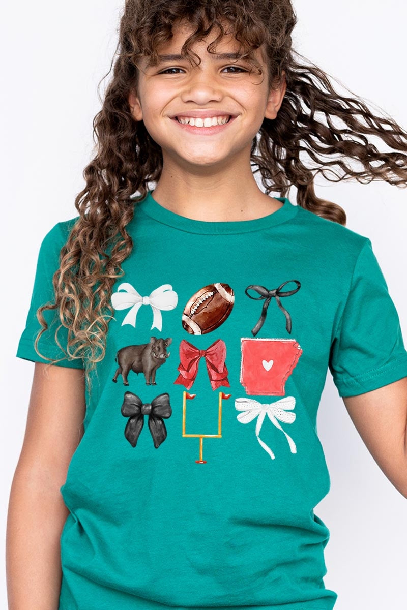 US3001Y-E3077Z Arkansas Football Kids Graphic Tee $11