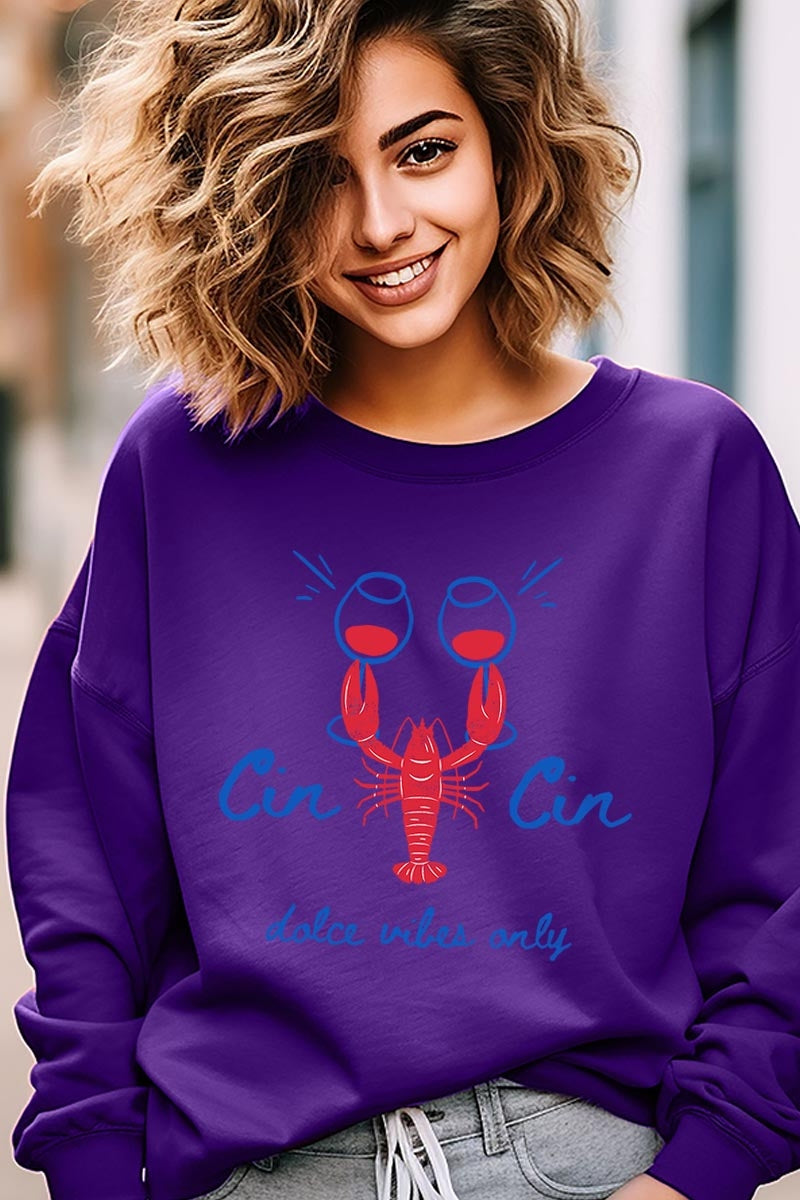 UL180P-E3069 Cin Cin Lobster Celebration Plus Sweatshirt $25