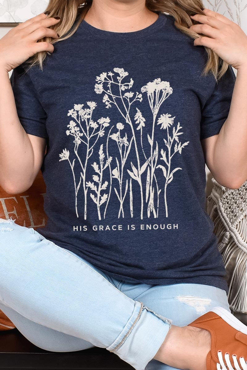 US3001-E3146 Christian Wildflower Graphic Tee $12.5