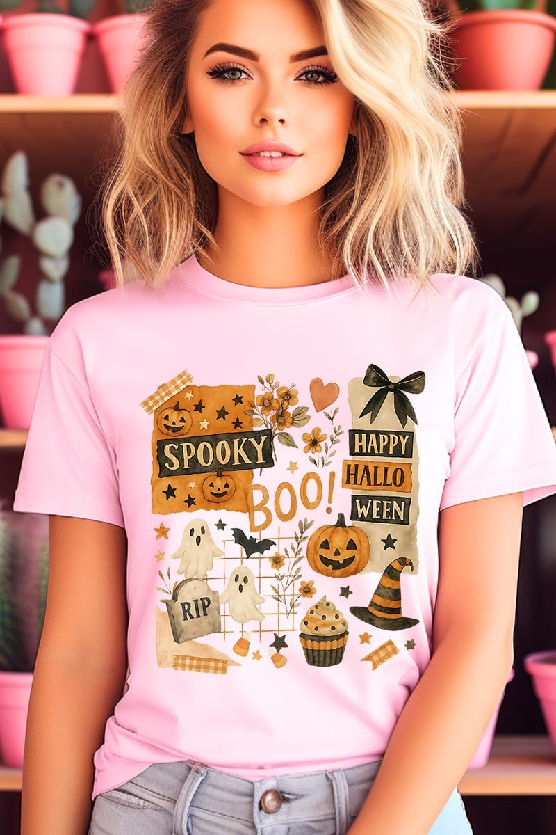 US3001-E3084 Halloween collage Graphic Tee $12.5