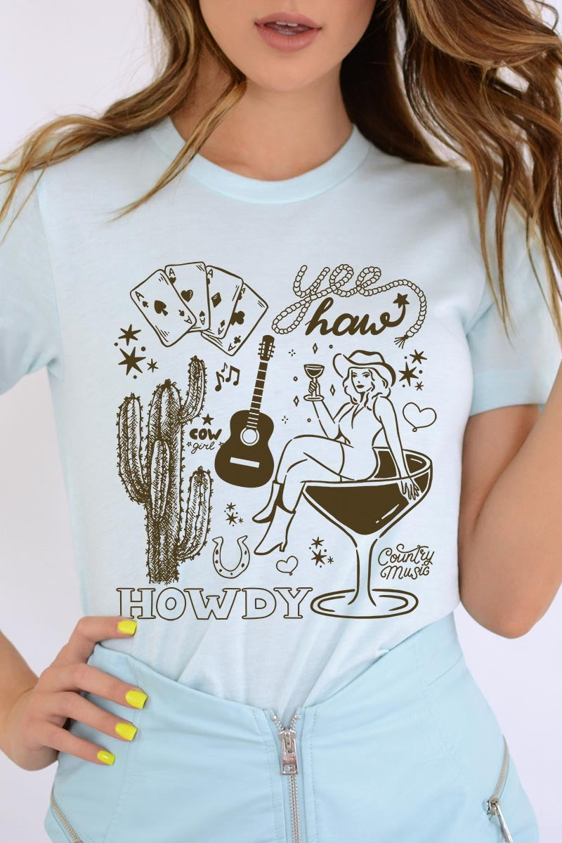 US3001-E3097 Cowgirl Country Music Graphic Tee $12.5