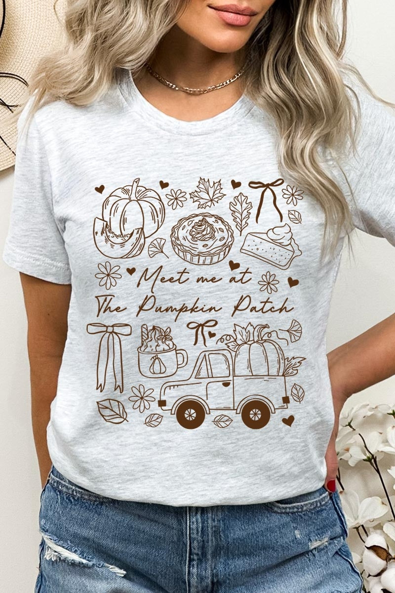 US3001P-E3163 Pumpkin Patch Doodle Graphic Plus Tee $16