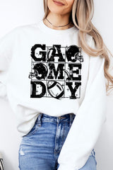 UL180P-E3073 Distressed Game Day Graphic Plus Sweatshirt $25