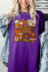 5000P-E3119 Retro Fall Collage Graphic Plus Heavy Cotton Tee $12.75