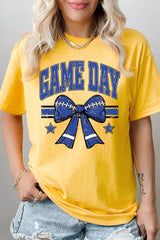5000P-E3065 Blue Football Bow Graphic Plus Heavy Cotton Tee $12.75