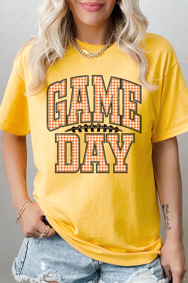 5000P-E3129 Orange Gingham Game Day Plus Heavy Cotton Tee $12.75