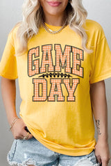 5000-E3129 Orange Gingham Game Day Graphic Heavy Cotton Tee $9