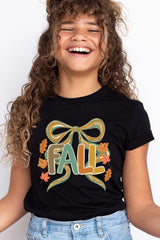 US3001Y-E3121Z Fall Brushstroke Bow Kids Graphic Tee $11
