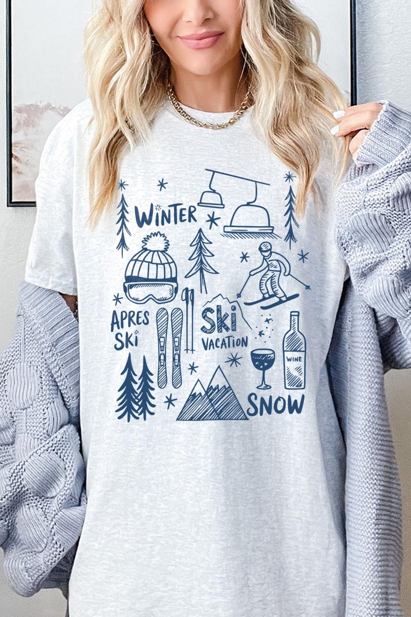 5000P-E3188 Ski Doodle Graphic Plus Heavy Cotton Tee $12.75