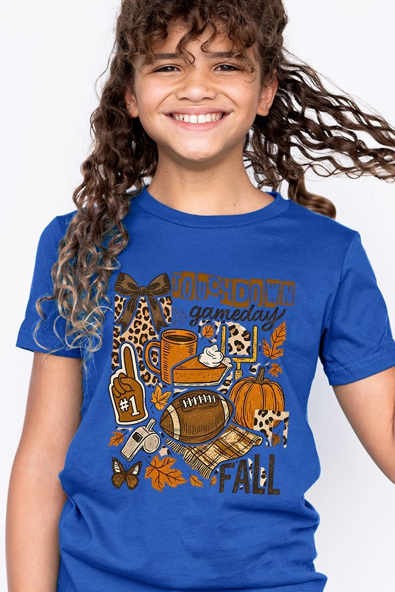 US3001Y-E3134Z Fall Football Collage Kids Graphic Tee $11