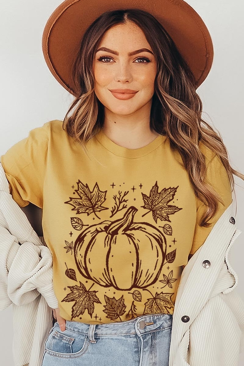 US3001-E3162 Fall Pumpkin Graphic Tee $12.5