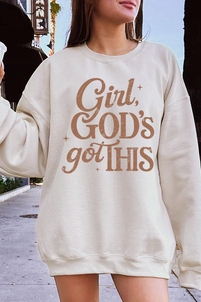 UL180P-E3102 Girl, Godu2019s Got This Graphic Plus Sweatshirt $25