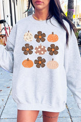 UL180-E3117 Pumpkins & Flowers Fall Graphic Sweatshirt $20