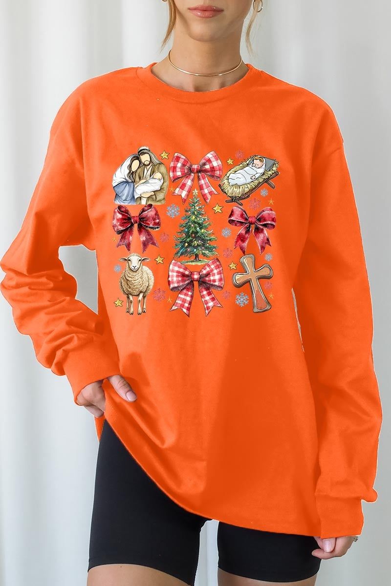 UL240-E3219 Nativity Scene Christmas Graphic Long Sleeve Tee $13.75