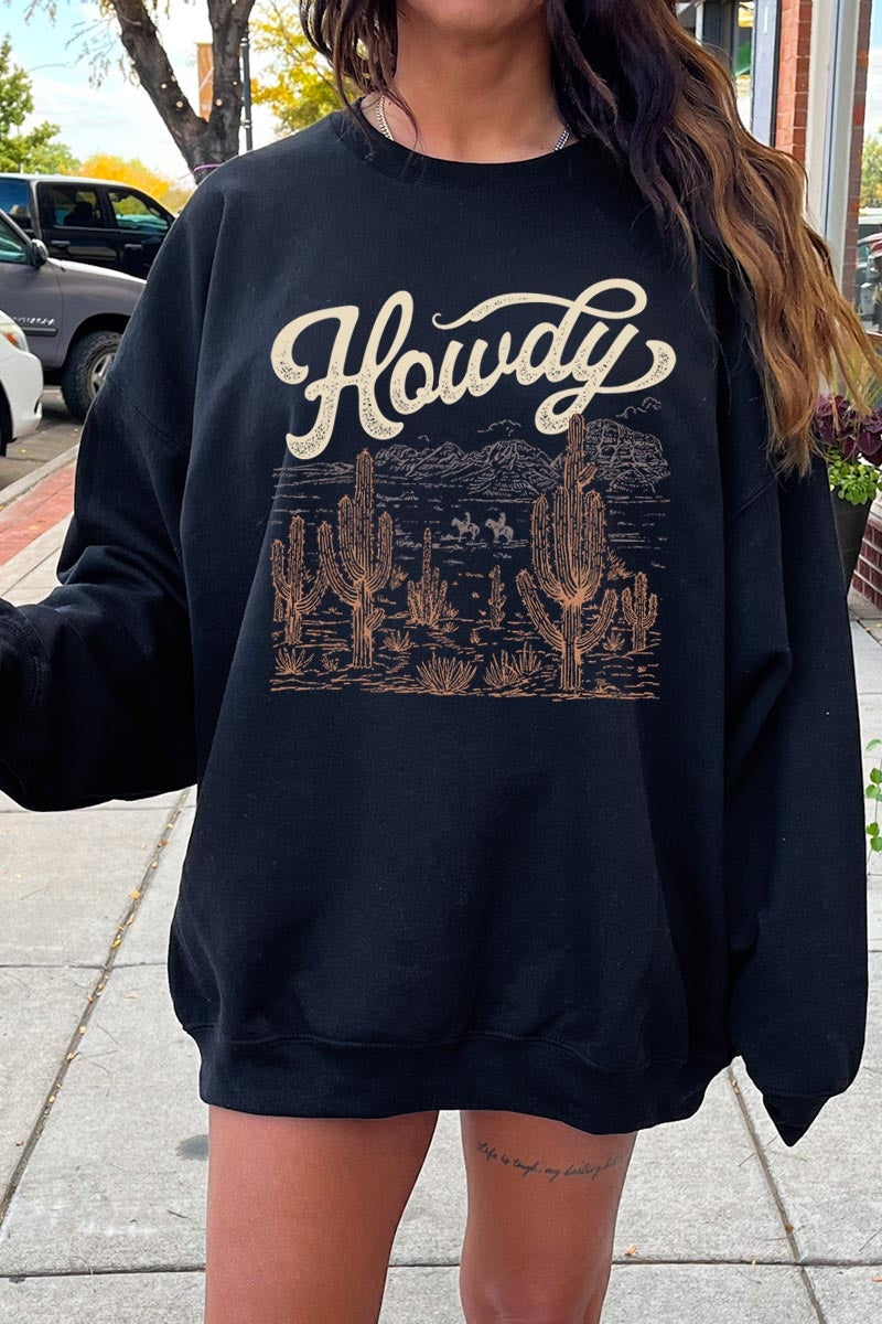 UL180P-E3095 Howdy Desert Western Graphic Plus Sweatshirt $25