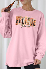 UL240-E3167 Believe Fall Christian Graphic Long Sleeve Tee $13.75