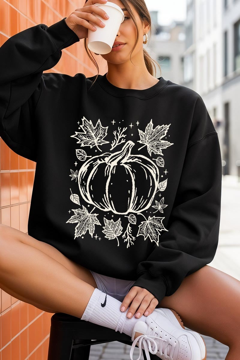 UL180-E3162 Fall Pumpkin Graphic Sweatshirt $20