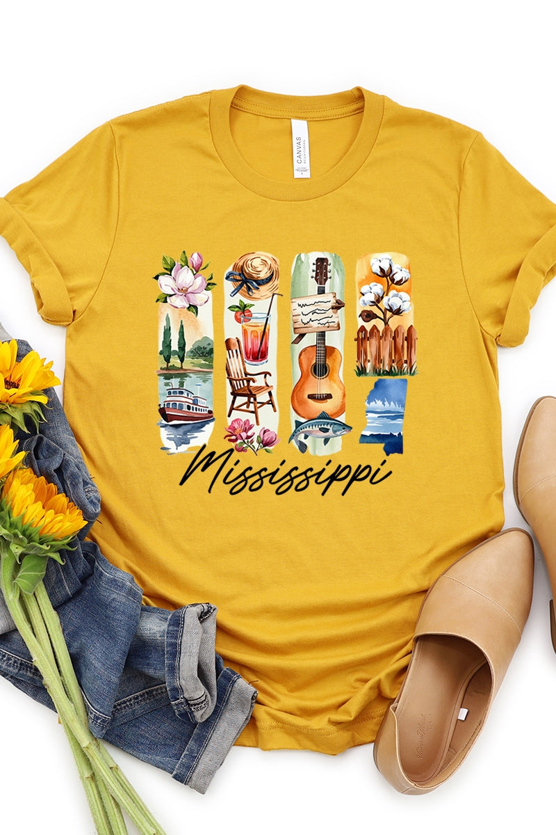 US3001P-E3061MS Mississippi State Brushstroke Graphic Plus Tee $16
