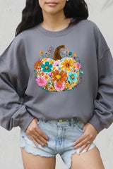 UL180-E3118 Floral Pumpkin Graphic Sweatshirt $20