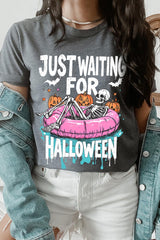 US3001-E3138 Just Waiting For Halloween Graphic Tee $12.5